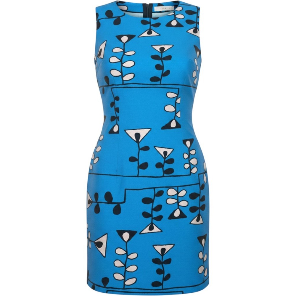 Marni Blue Geometric Floral Print Sleeveless Shift Dress Italy Size 42 us 6